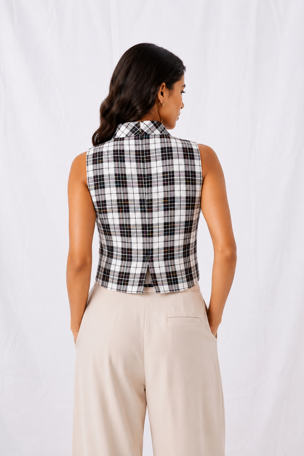 The Manhattan Check High Neck Top