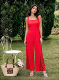 Classic Red Wide Leg Jumpsuit