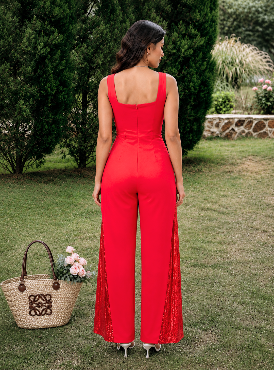Classic Red Wide Leg Jumpsuit