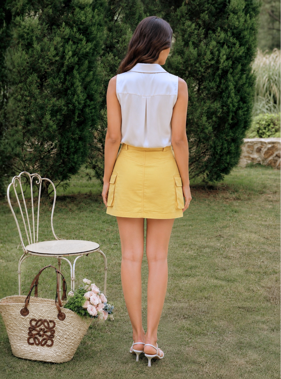 Dark Khaki Cargo Mini Skirt