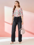 The White With Pink Floral Print bloom top