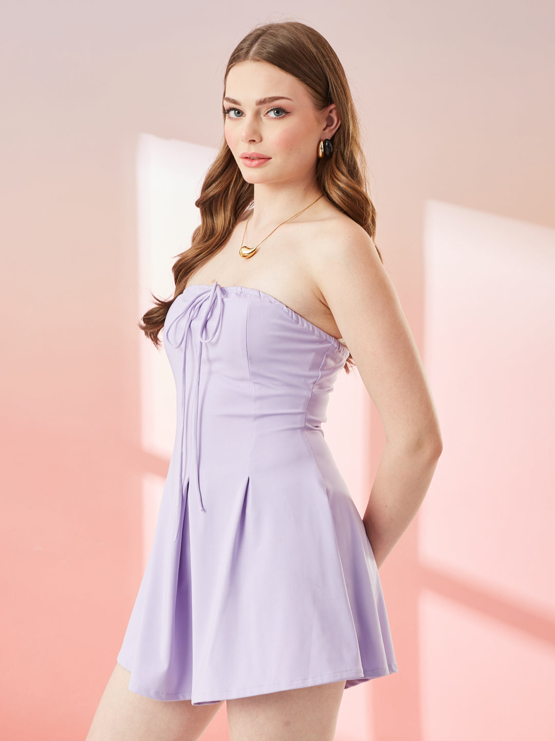 Lavender Pleated Mini Dress