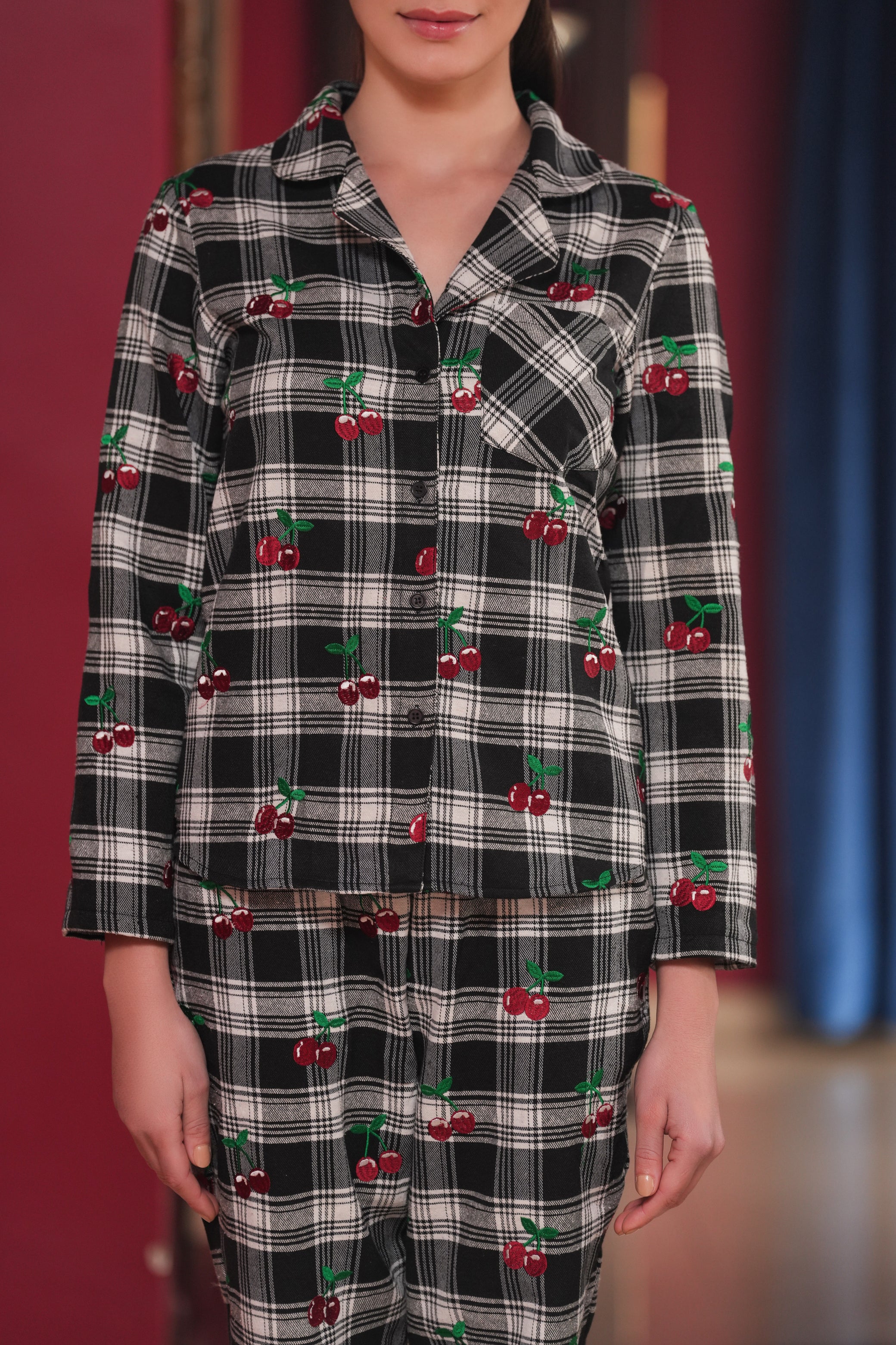 Cherry Check PJ Set