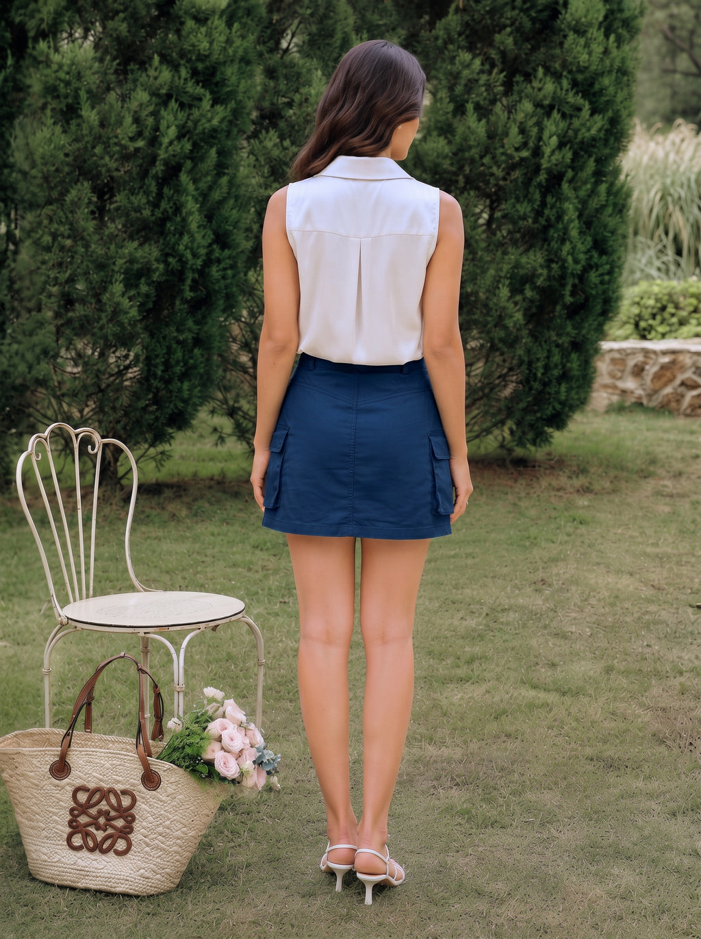 Prussian Blue Cargo Mini Skirt