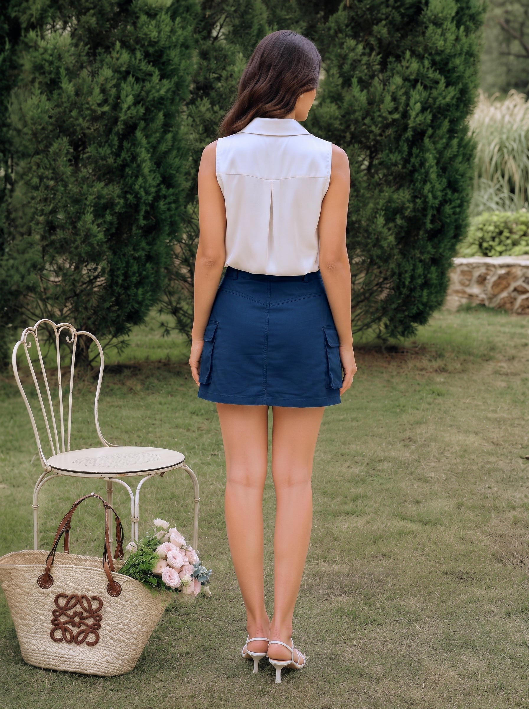 Prussian Blue Cargo Mini Skirt